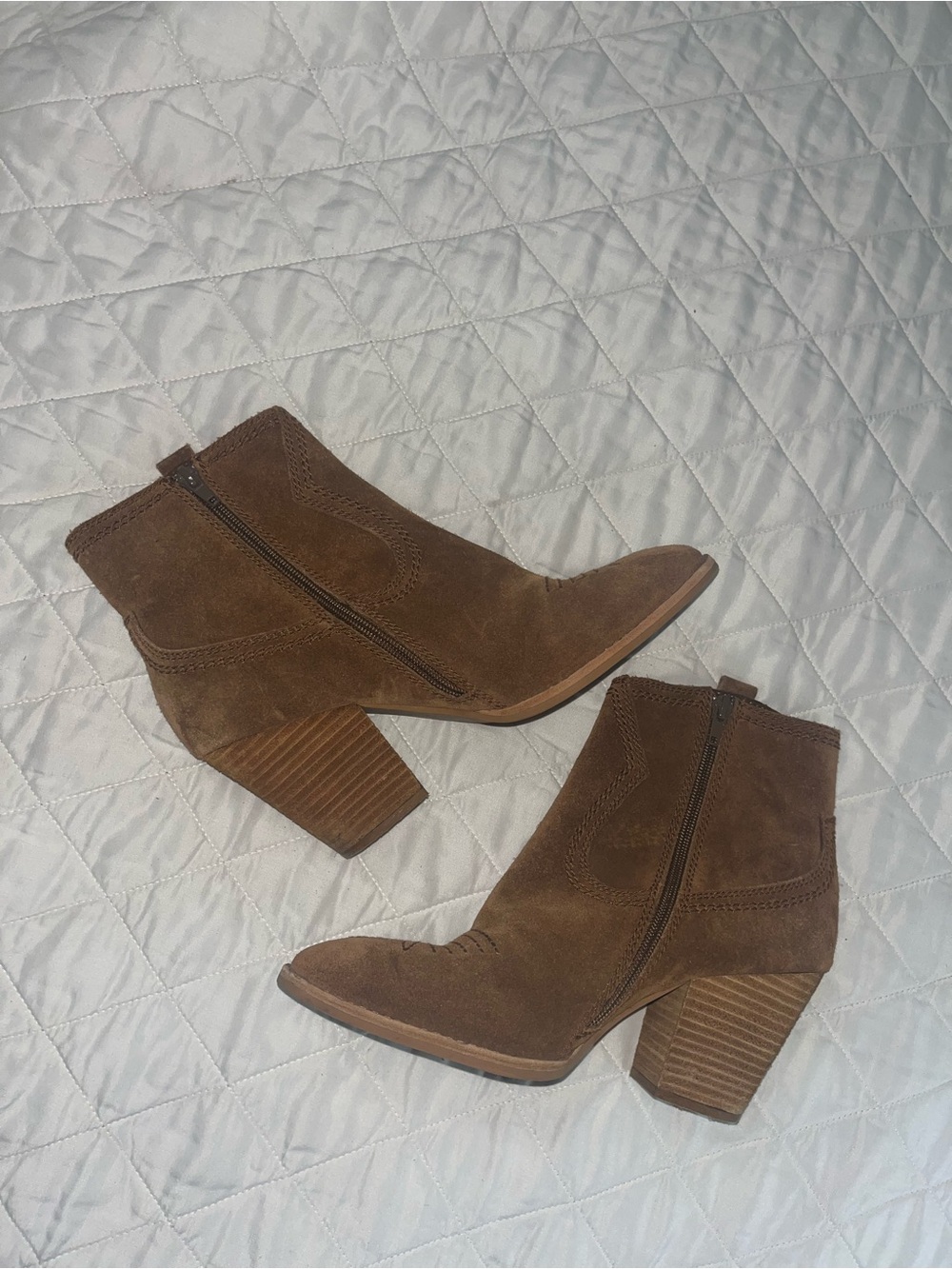 Jeffrey Campbell Brown Suede Western Block Heel Ankle Boots size 8.5 Women’s - Picture 4 of 8